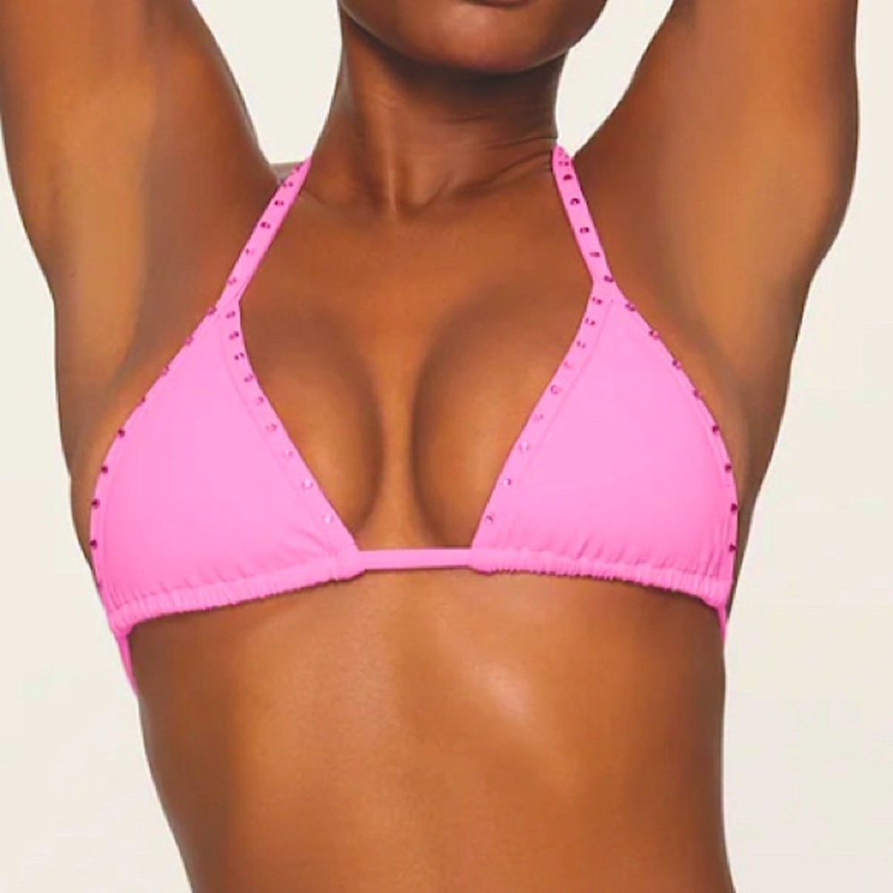 Skims Rhinestone Swim Triangle Top Limited Edition Color Light Pink - Size Large